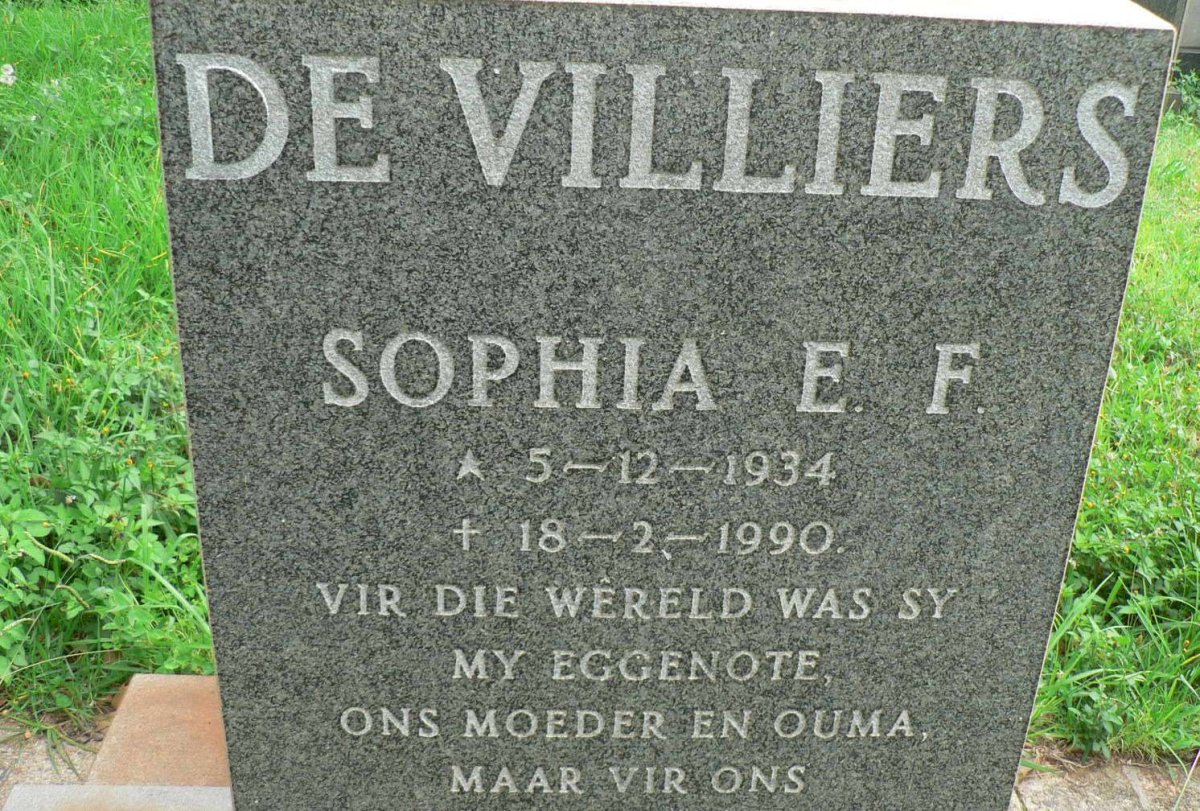 VILLIERS Sophia E.F., de 1934-1990