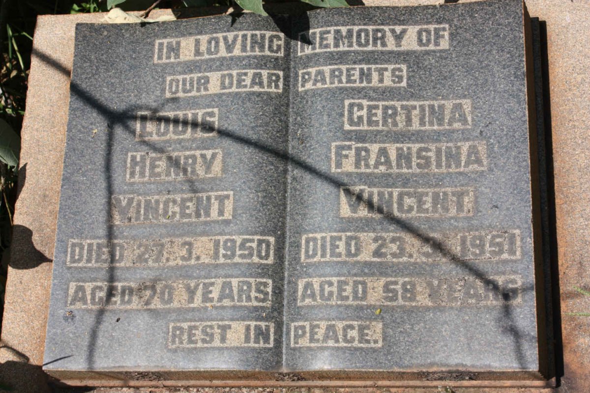 VINCENT Louis Henry -1950 &amp; Gertina Fransina -1951