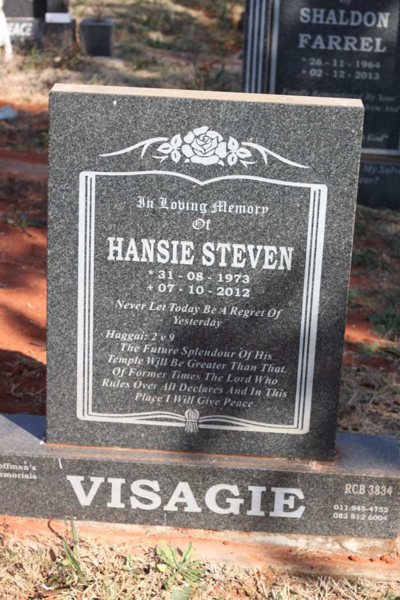 VISAGIE Hansie Steven 1973-2012