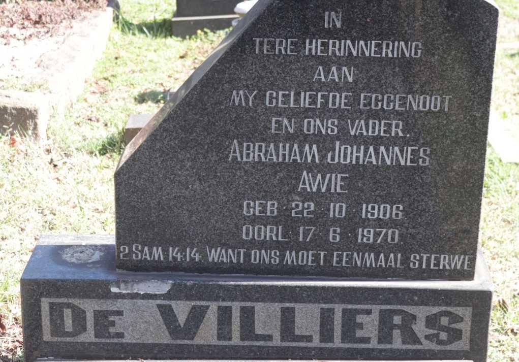 VILLIERS Abraham Johannes Awie, de 1906-1970
