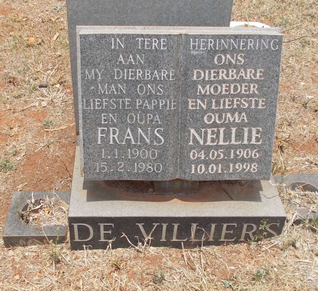 VILLIERS Frans, de 1900-1980 &amp; Nellie 1906-1998