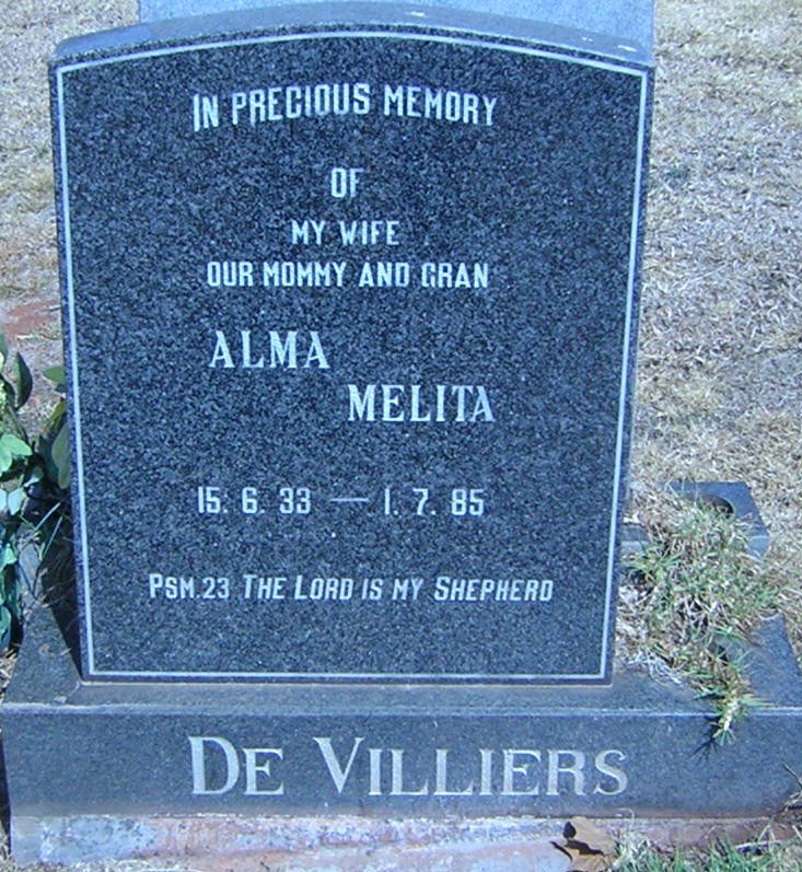VILLIERS Alma Melita, de 1933-1985