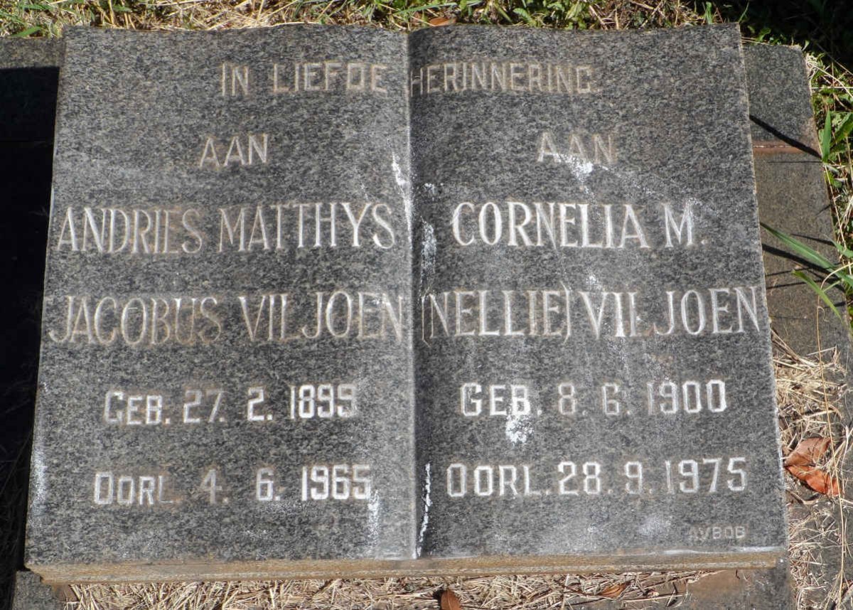 VILJOEN Andries Matthys Jacobus 1899-1965 &amp; Cornelia M. 1900-1975
