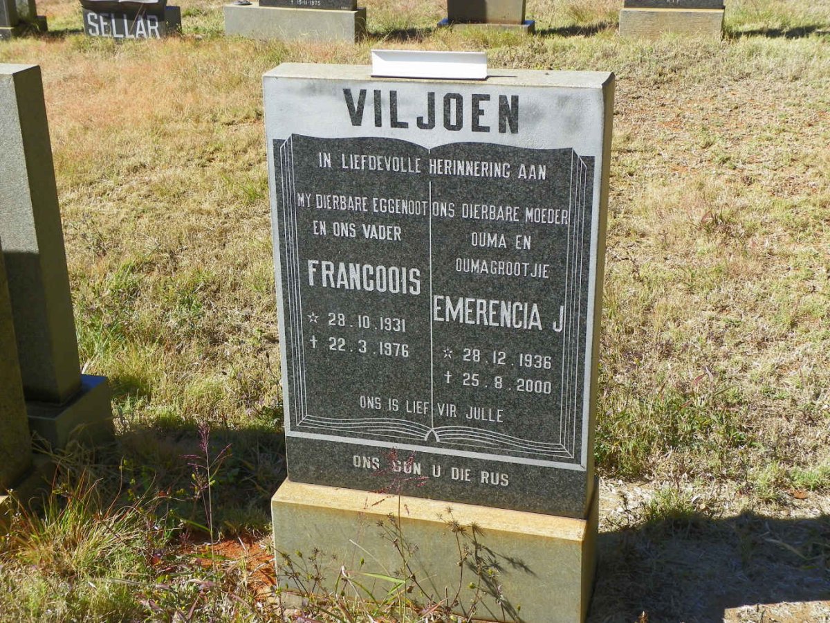 VILJOEN Francoois 1931-1976 &amp; Emerencia J. 1936-2000