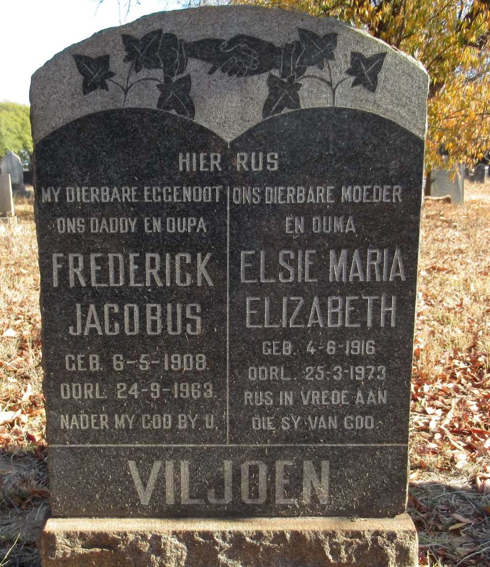 VILJOEN Frederick Jacobus 1908-1963 &amp; Elsie Maria Elizabeth 1916-1973