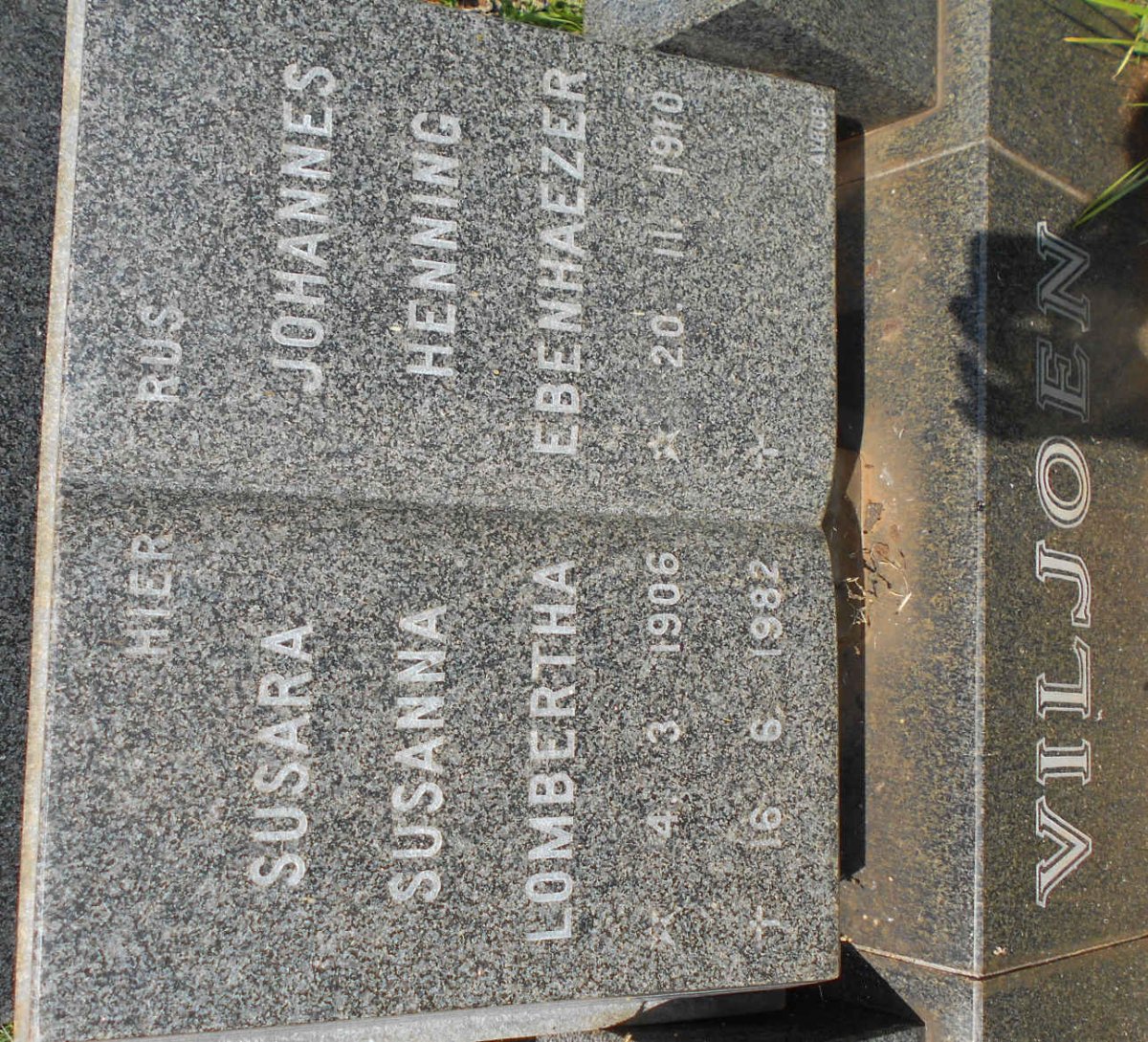VILJOEN Johannes Henning Ebenhaezer 1910- &amp; Susara Susanna Lombertha 1906-1982