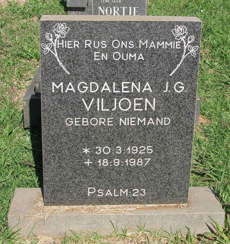 VILJOEN Magdalena J.G. nee NIEMAND 1925-1987