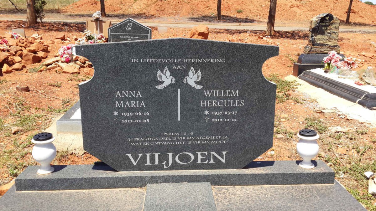 VILJOEN Willem Hercules 1937-2012 &amp; Anna Maria 1939-2012