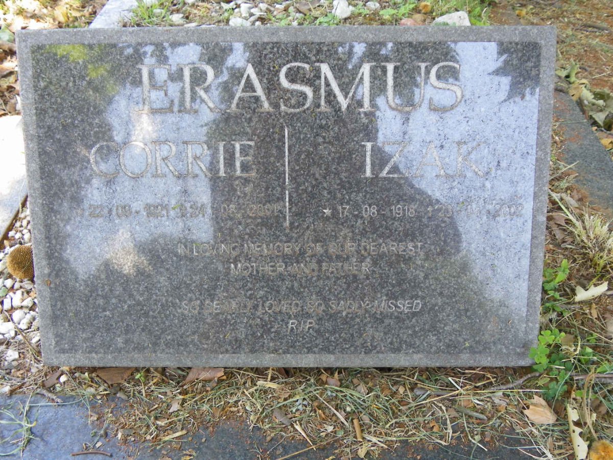 ERASMUS Izak 1918-2002 &amp; Corrie 1921-2001