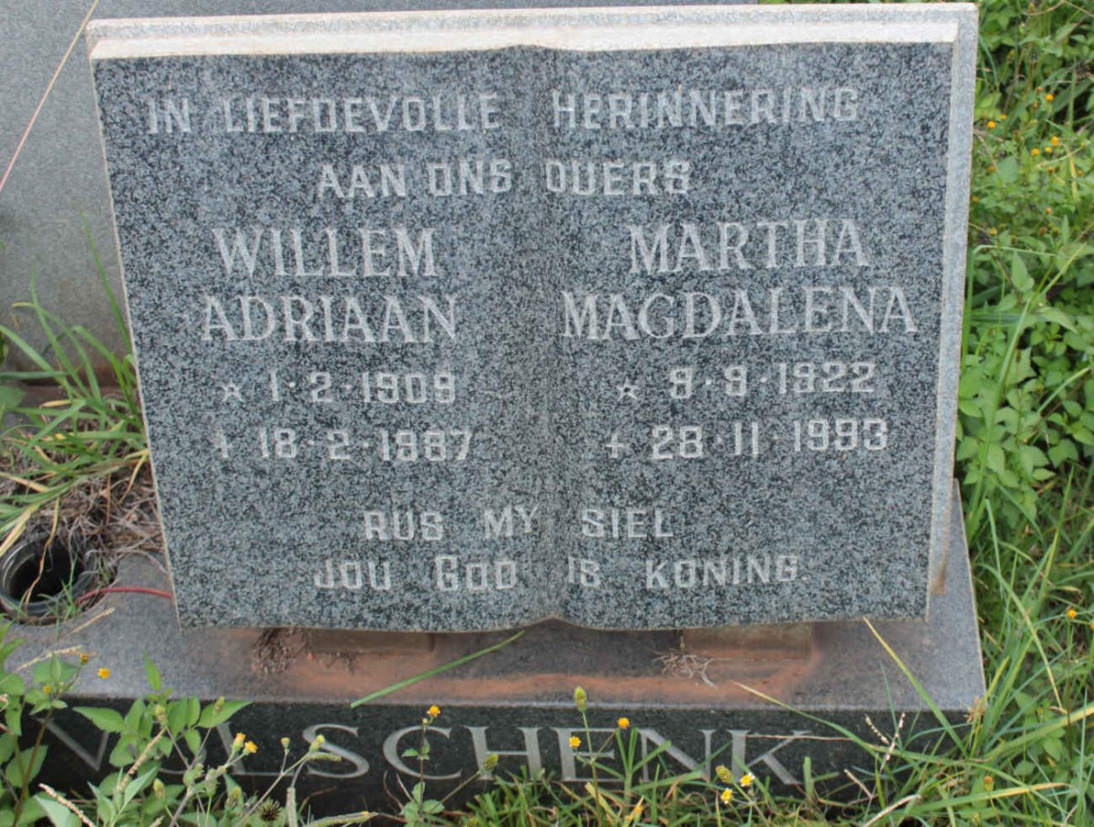 VOLSCHENK Willem Adriaan 1909-1987 &amp; Martha Magdalena 1922-1993