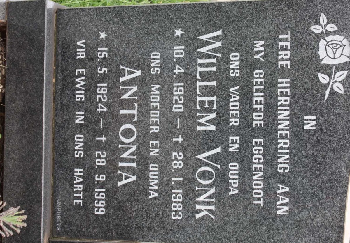 VONK Willem 1920-1983 &amp; Antonia 1924-1999