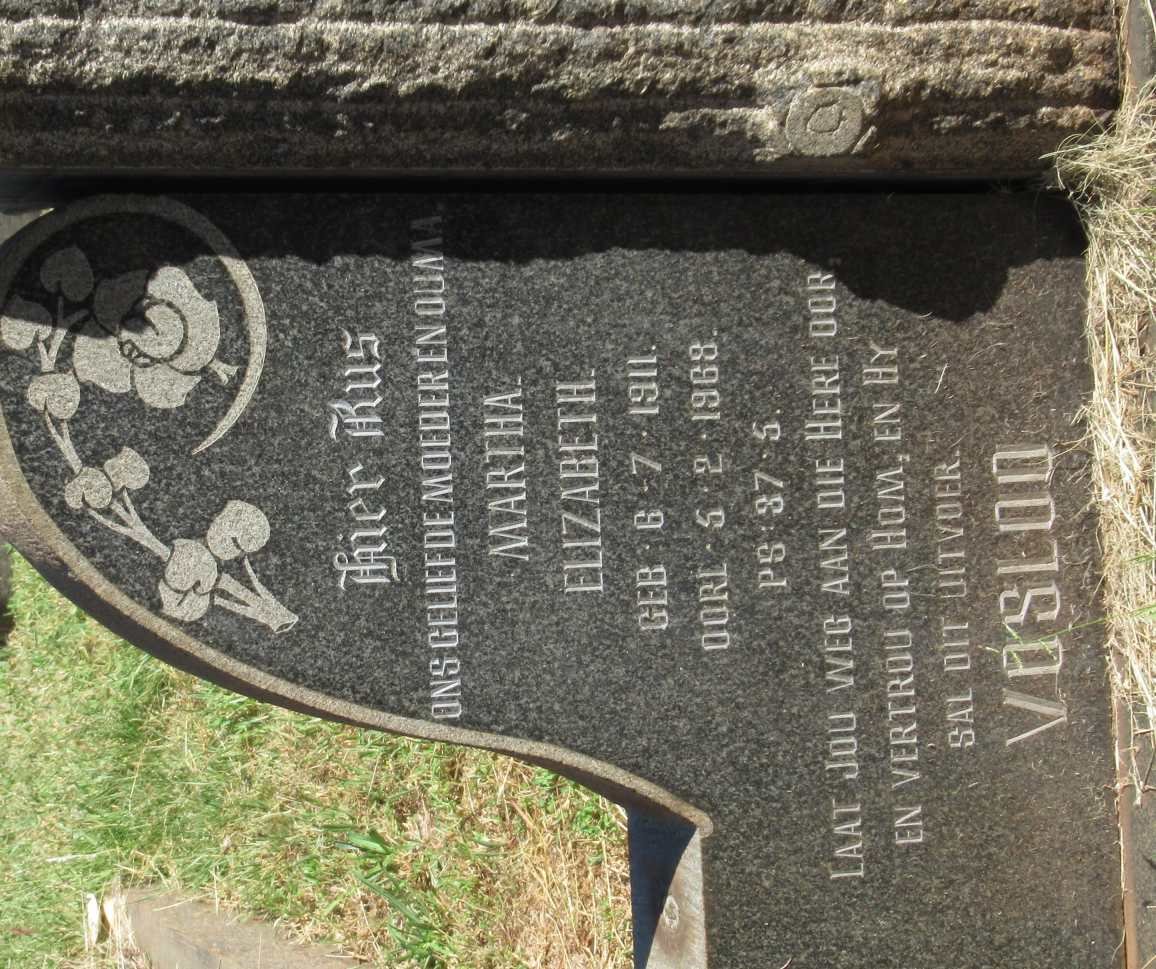 VOSLOO Martha Elizabeth 1911-1968