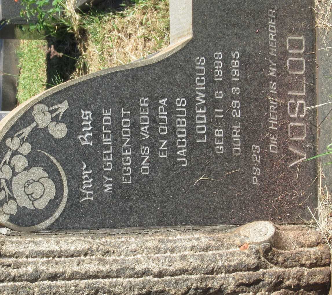 VOSLOO Jabobus Lodewicus 1898-1965