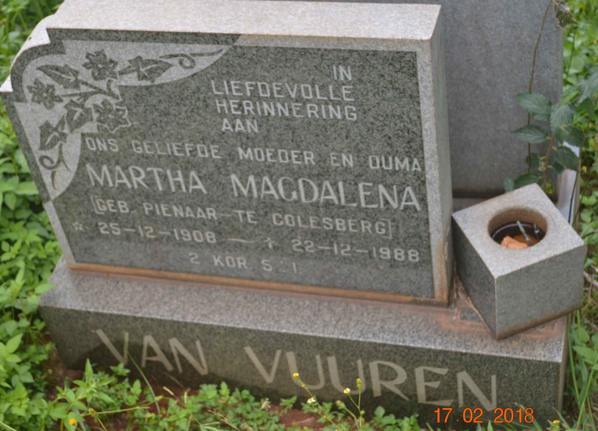 VUUREN Martha Magdalena, van nee PIENAAR 1908-1988