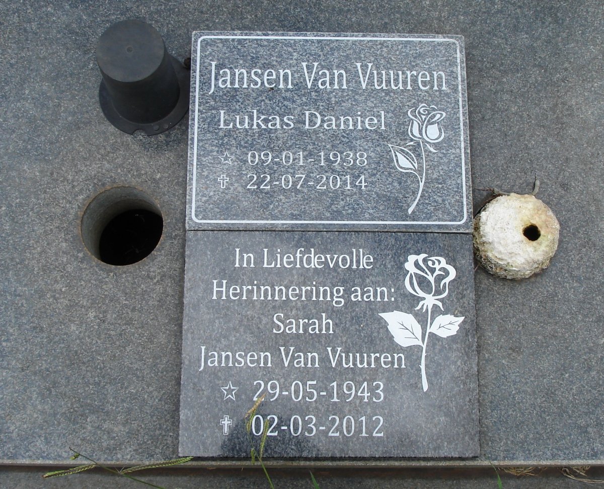 VUUREN Lukas Daniel, Jansen van 1938-2014 :: VUUREN Sarah, Jansen van 1943-2012
