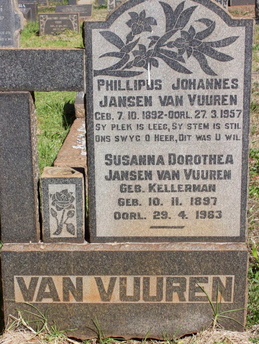 VUUREN Phillipus Johannes, Jansen van 1892-1957 &amp; Susanna Dorothea KELLERMAN 1897-1963