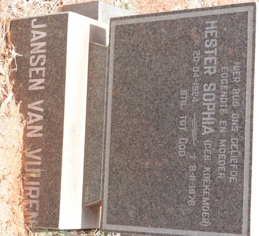 VUUREN Hester Sophia, Jansen van nee KOEKEMOER 1924-1978