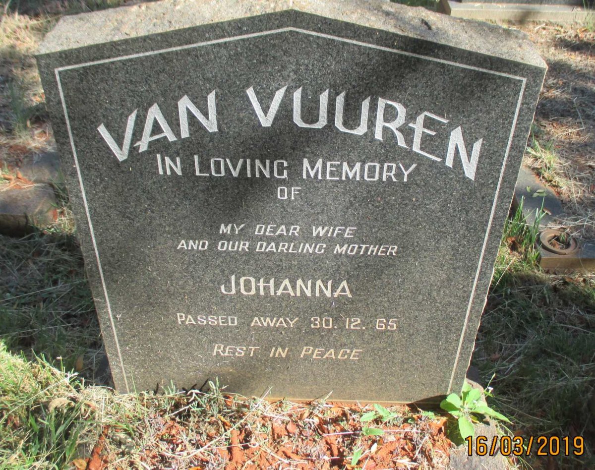 VUUREN Johanna, van -1965