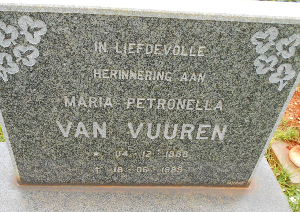 VUUREN Maria Petronella, van 1888-1989
