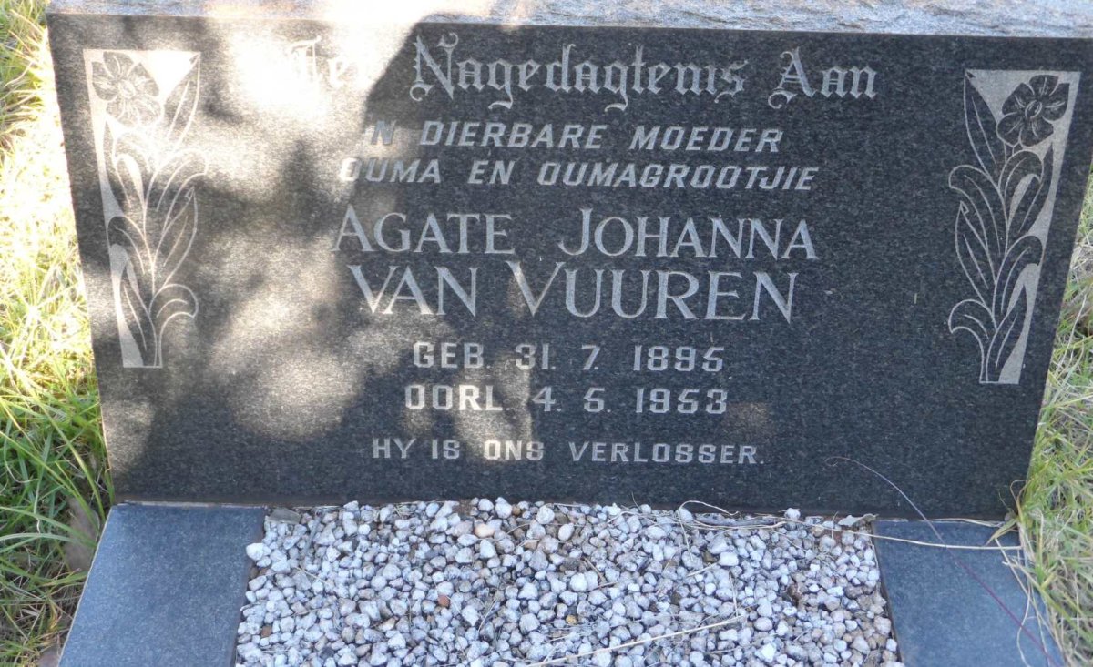 VUUREN Agate Johanna, van 1895-1953