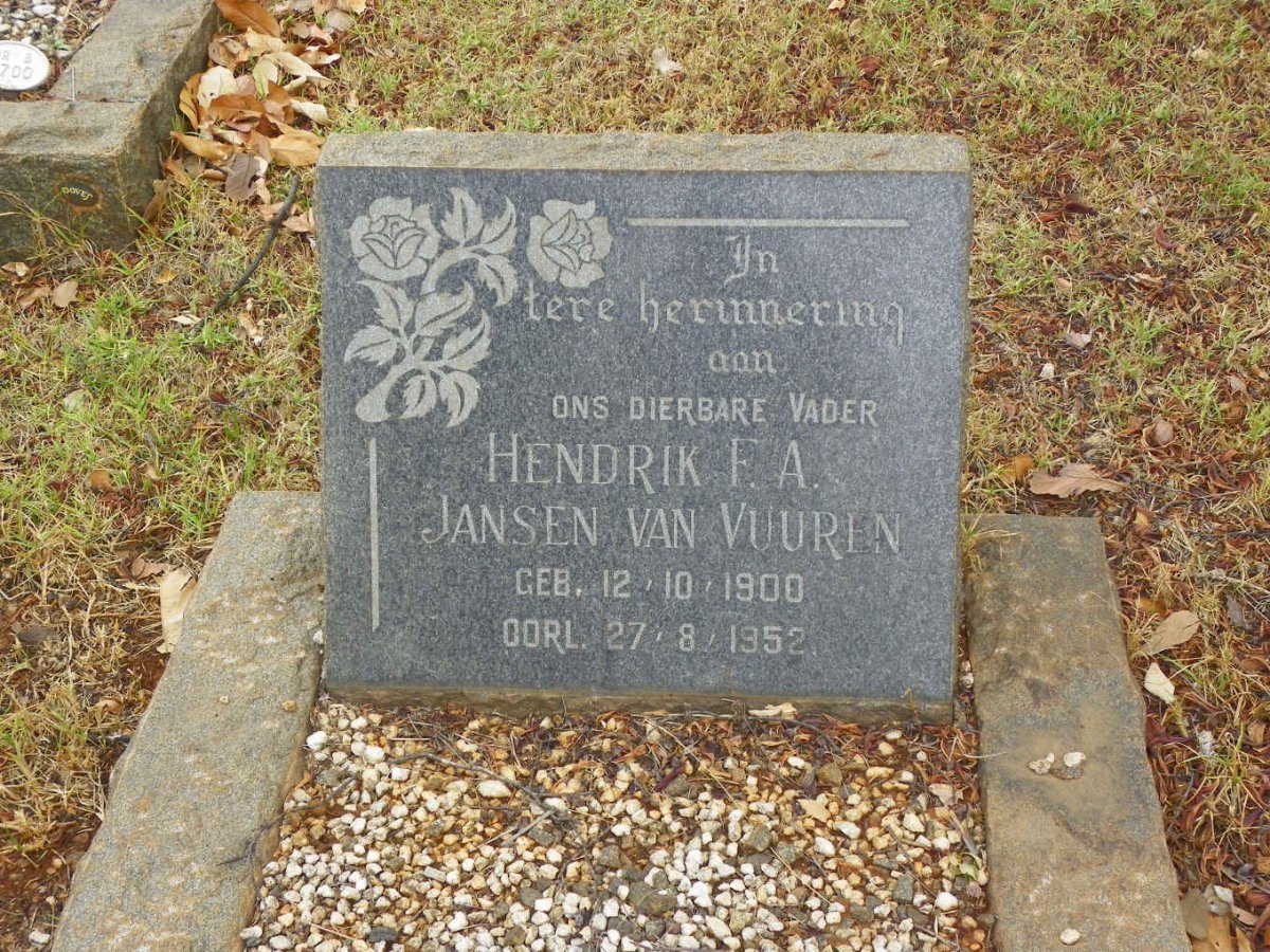 VUUREN Hendrik F.A., Jansen van 1900-1952