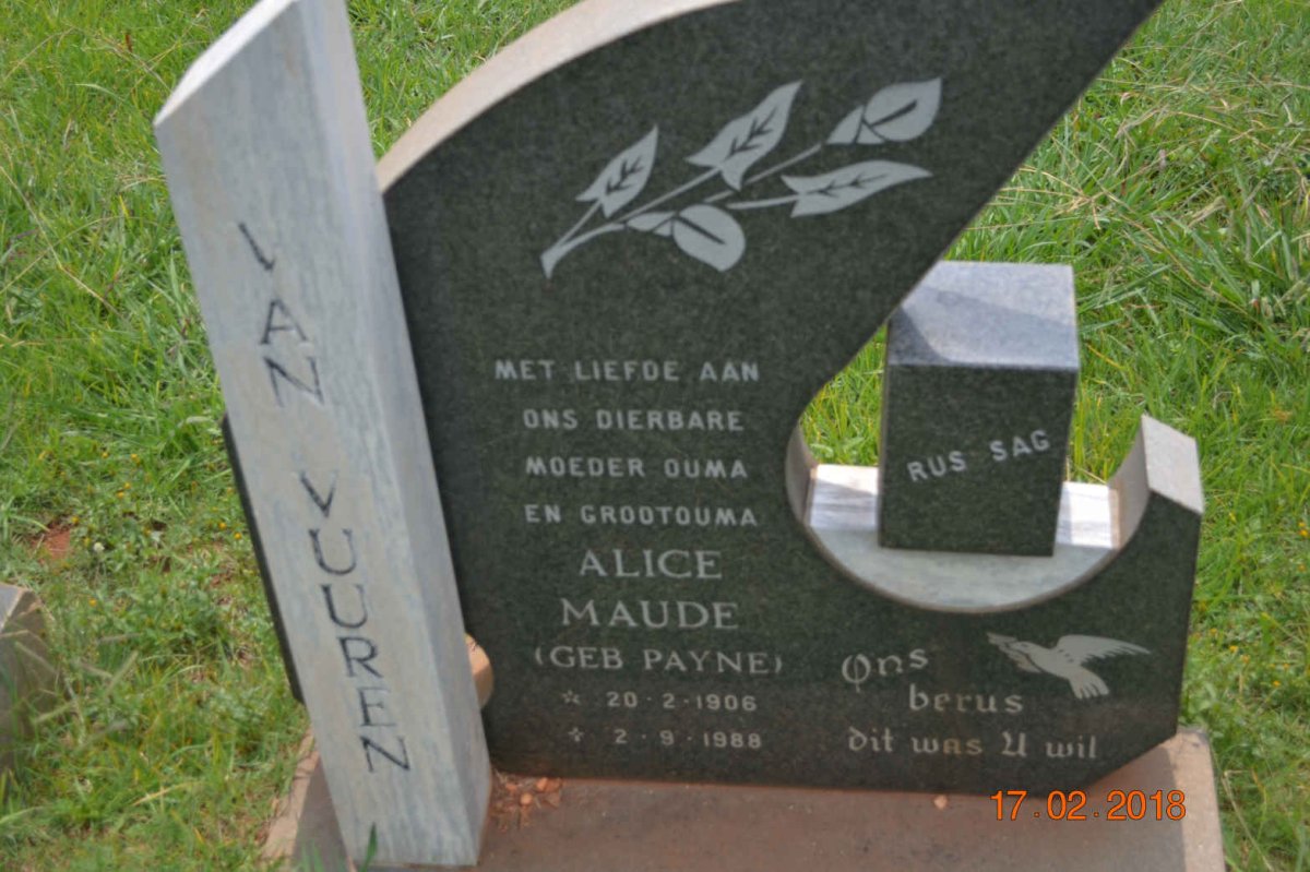 VUUREN Alice Maude, van nee PAYNE 1906-1988