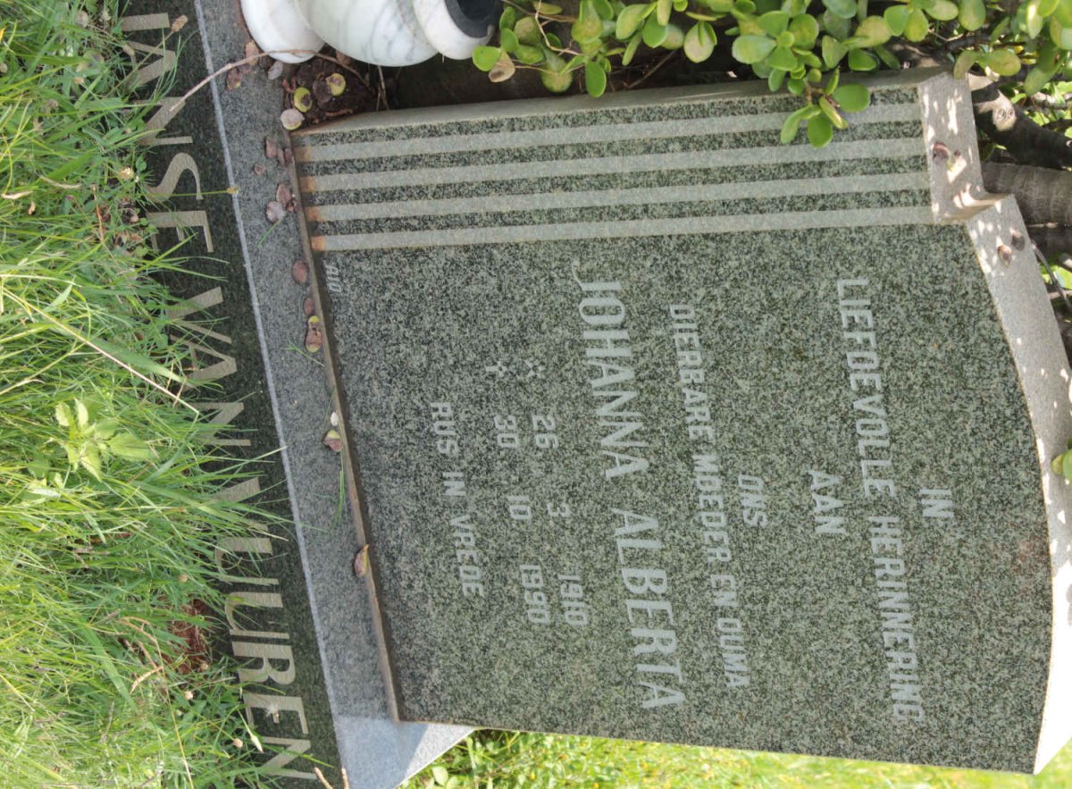 VUUREN Johanna Alberta, Janse van 1910-1990