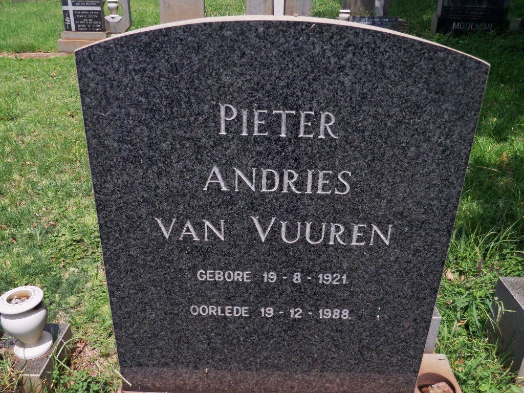 VUUREN Pieter Andries, van 1921-1988