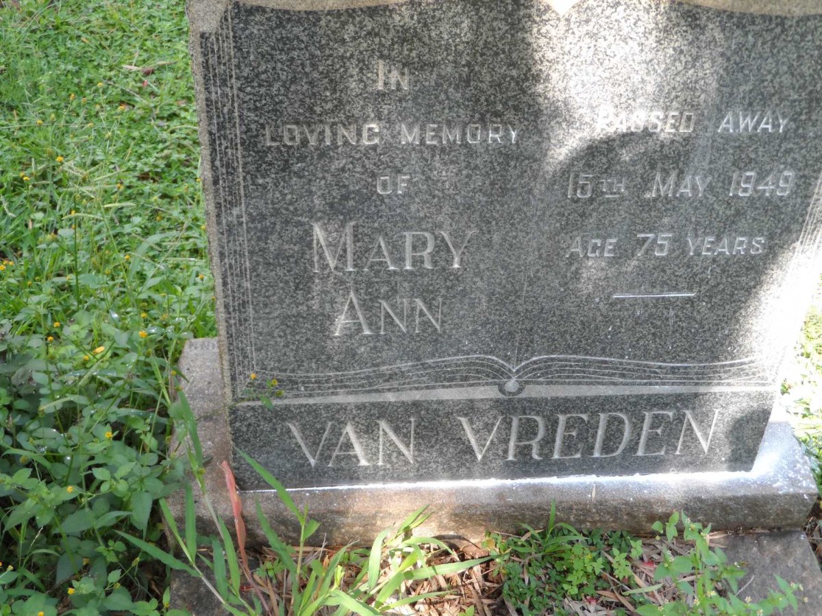 VREDEN Mary Ann, van -1949
