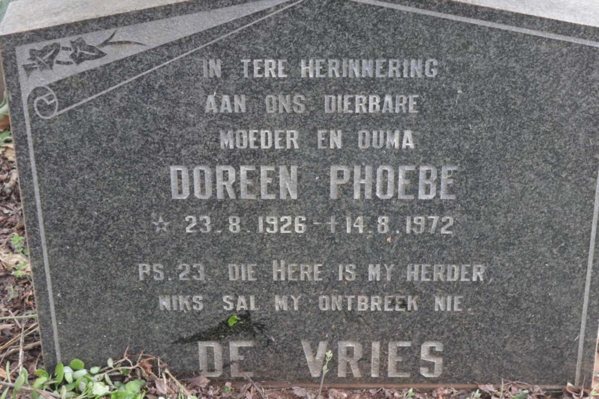 VRIES Doreen Phoebe, de 1926-1972
