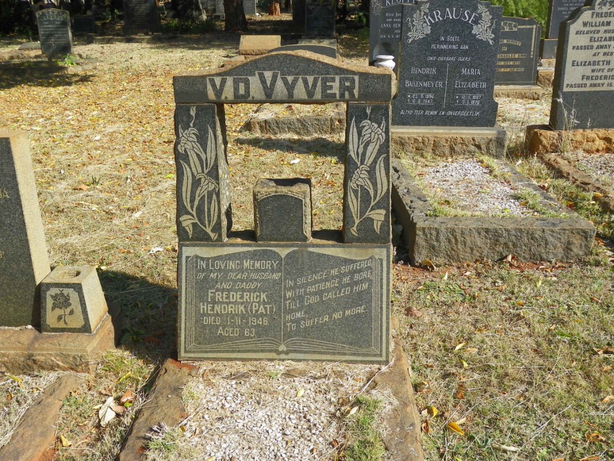 VYVER Frederick Hendrik, v.d. -1946