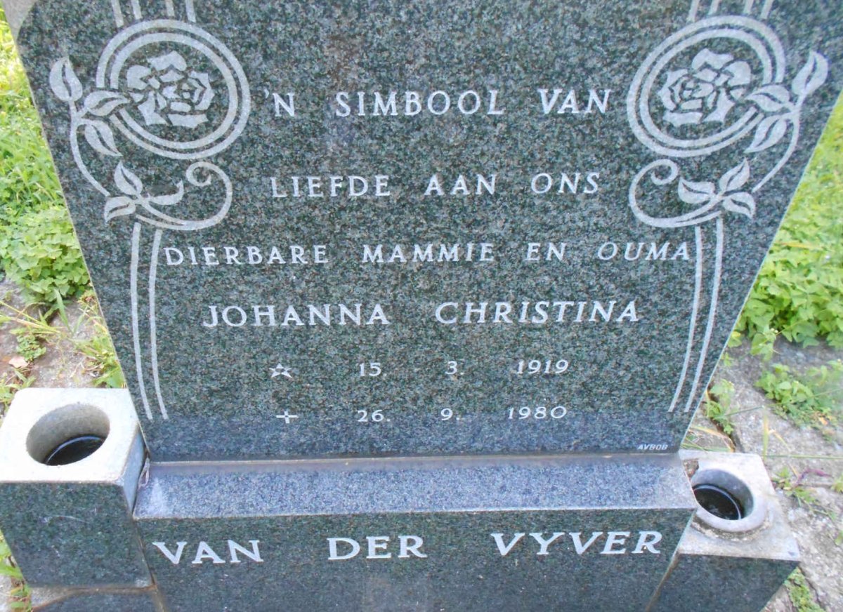 VYVER Johanna Christina, van der 1919-1980