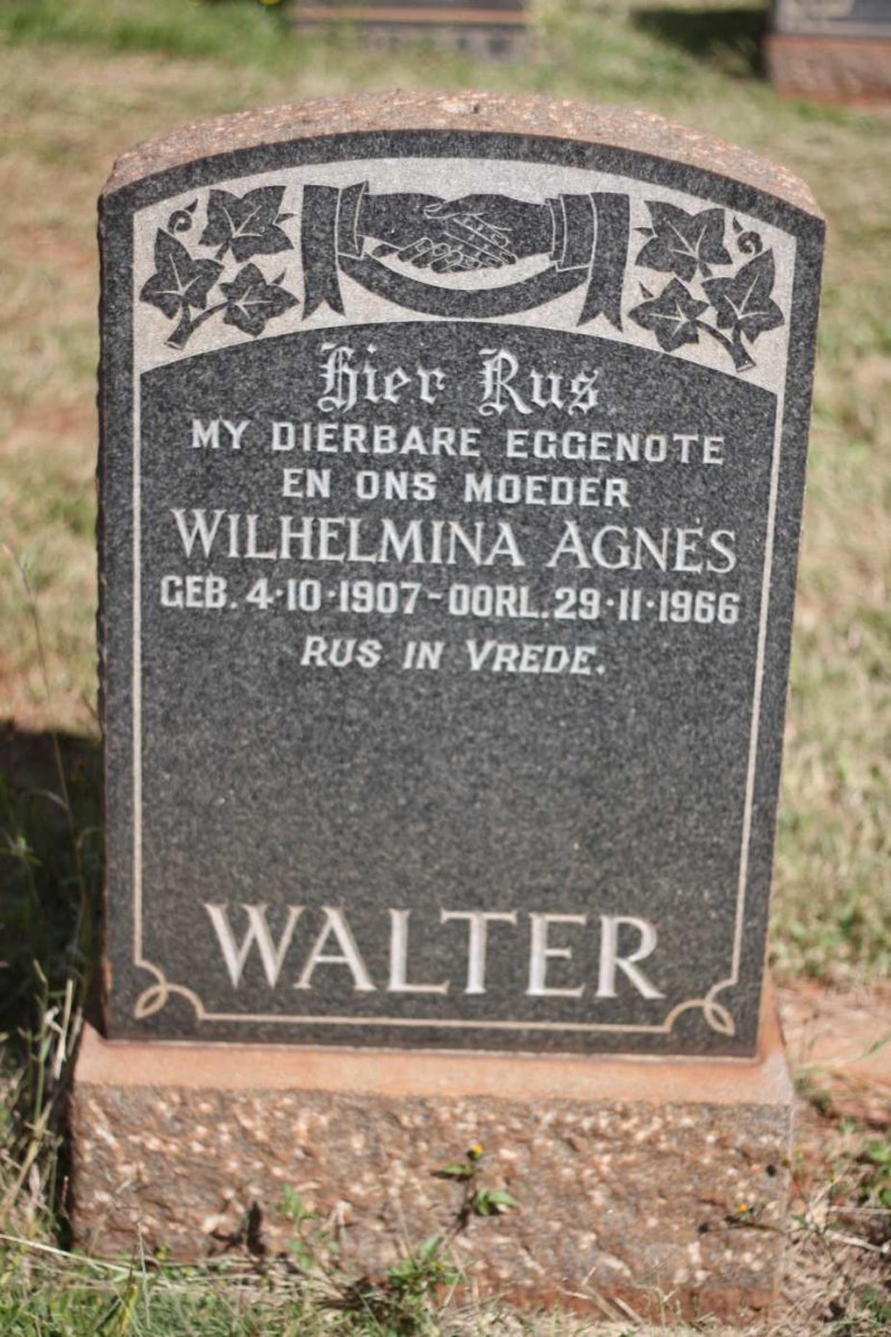 WALTER Wilhelmina Agnes 1907-1966