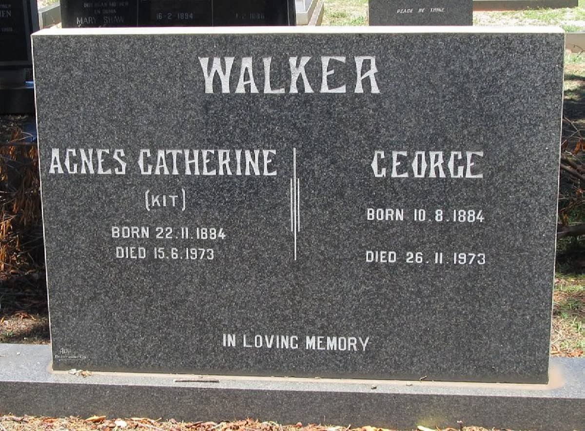 WALKER George 1884-1973 &amp; Agnes Catherine 1884-1973