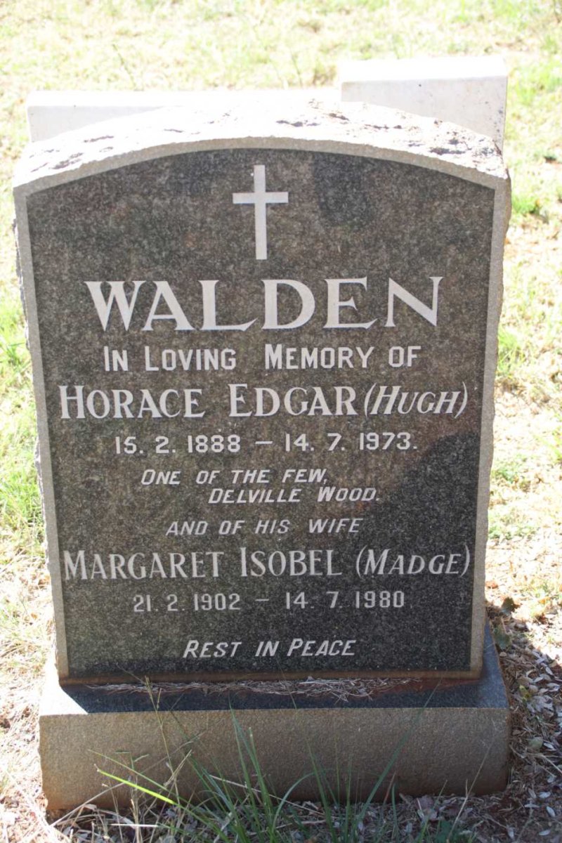 WALDEN Horace Edgar 1888-1973 &amp; Margaret Isobel 1902-1980