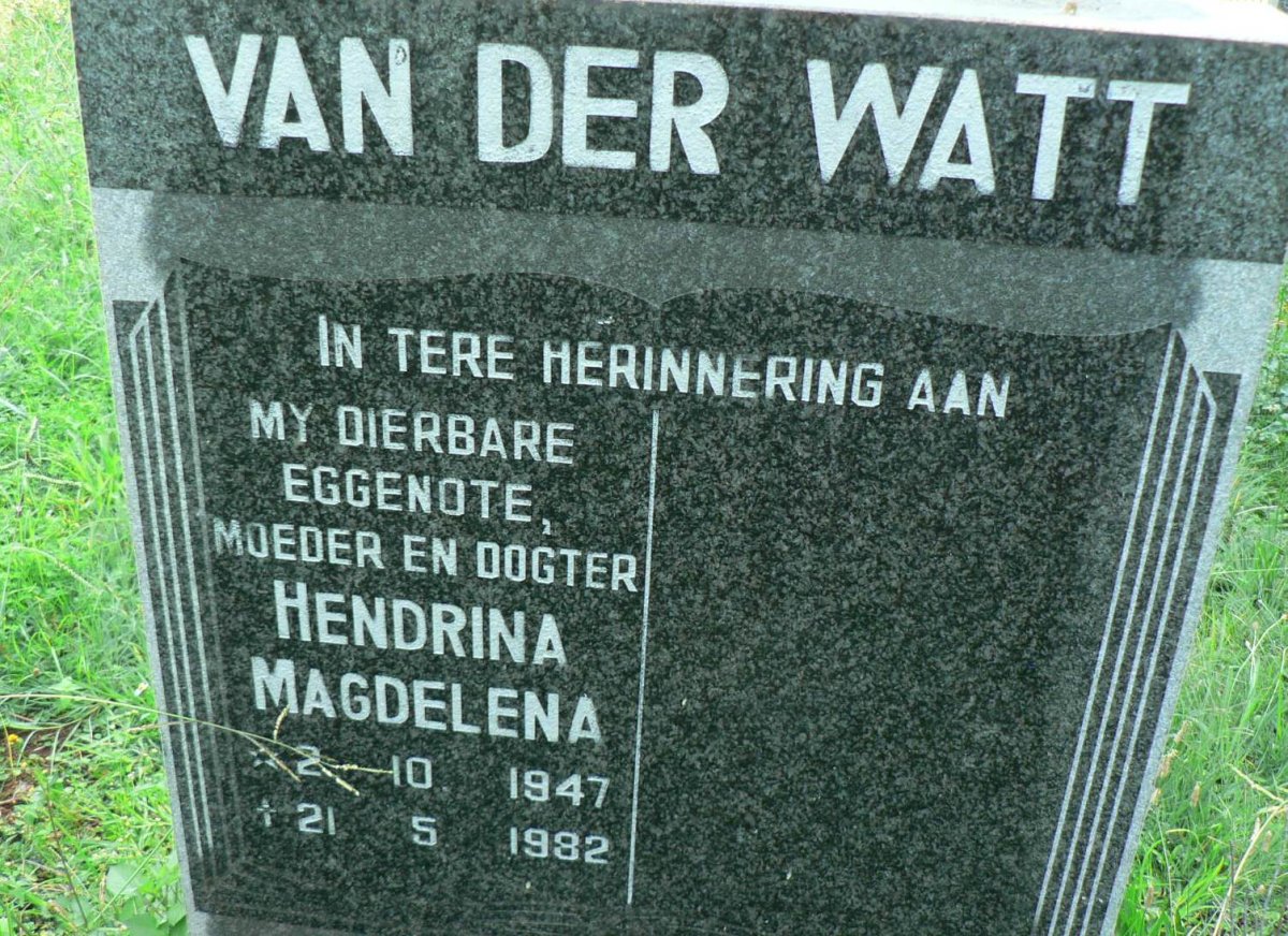 WATT Hendrina Magdelena, van der 1947-1982