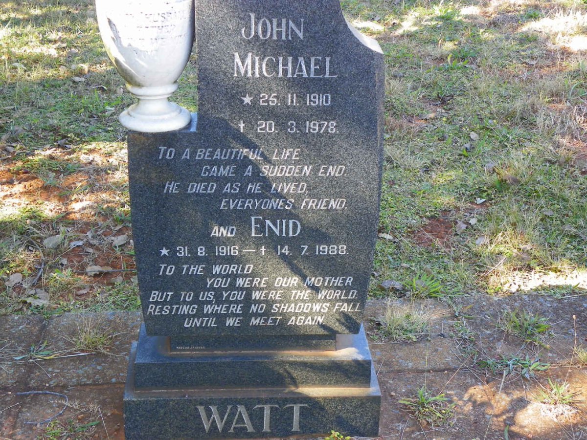 WATT John Michael 1910-1978 &amp; Enid 1916-1988