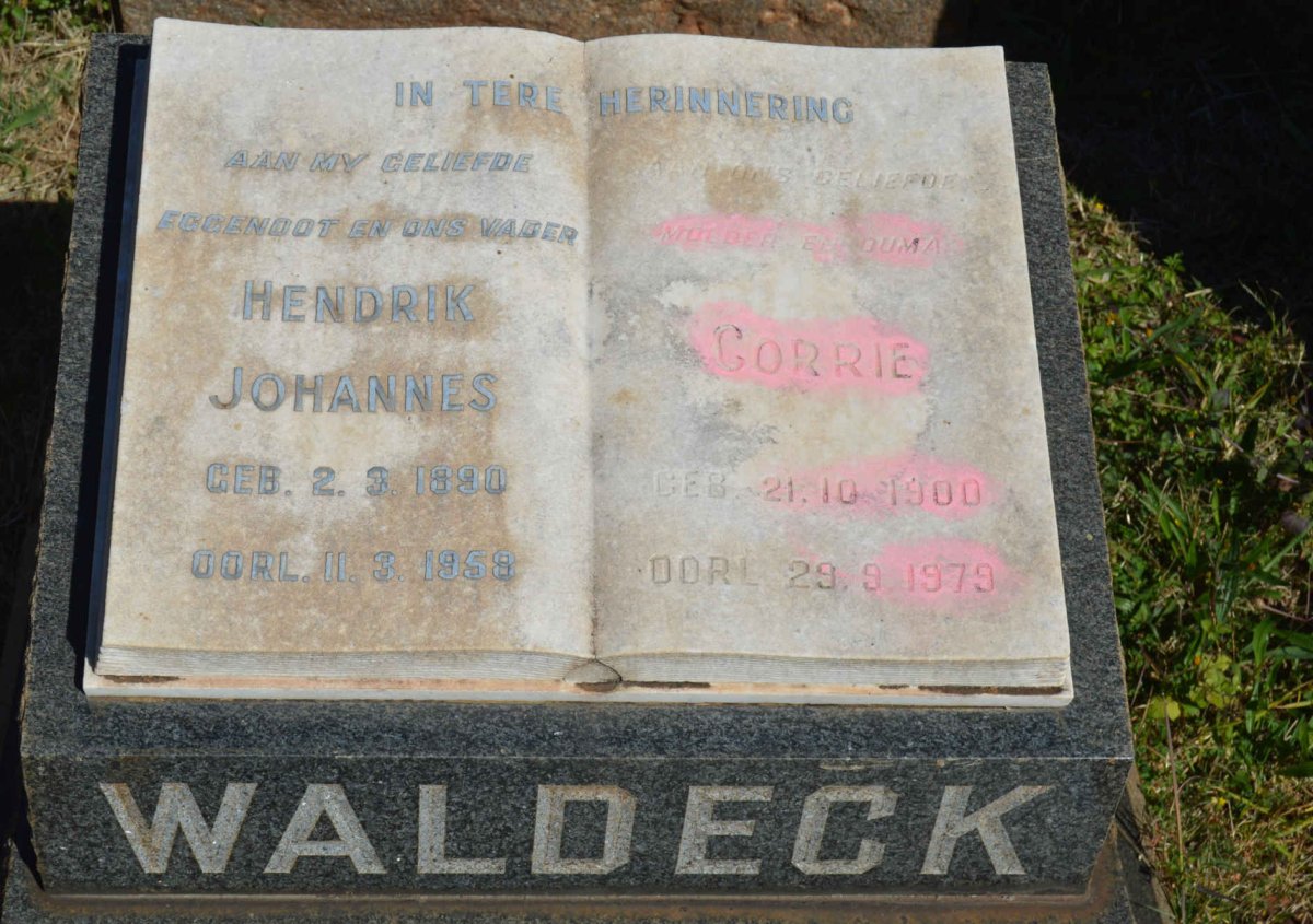 WALDECK Hendrik Johannes 1890-1958 &amp; Corrie 1900-1979