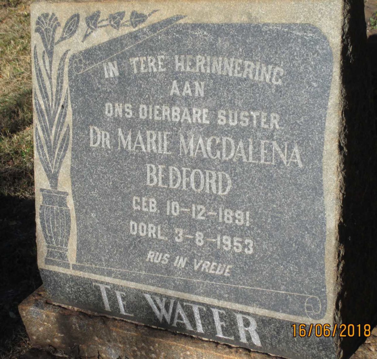 WATER Marie Magdalena Bedford, te 1891-1953