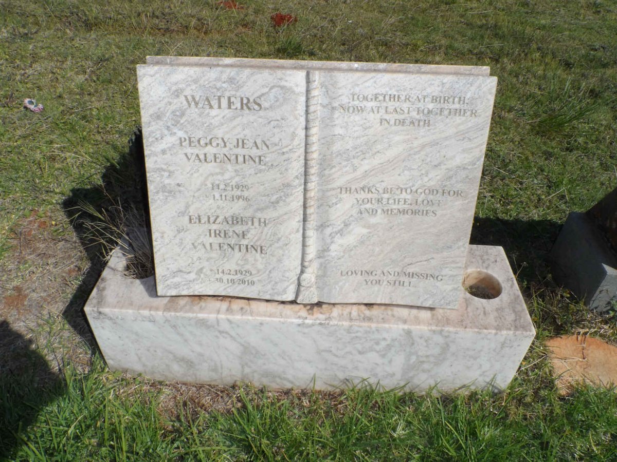WATERS Peggy Jean Valentine 1929-1996 :: WATERS Elizabeth Irene Valentine 1929-2010