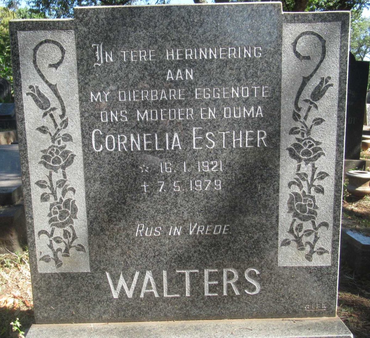 WALTERS Cornelia Esther 1929-1979