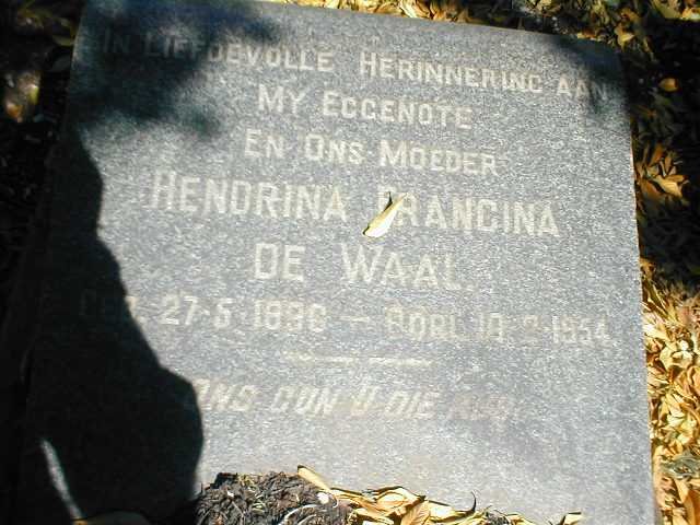 WAAL Hendrina Francina, de 1896-1954