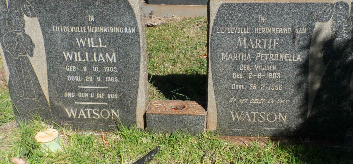 WATSON William 1903-1965 &amp;  Martha Petronella VILJOEN 1903-1956