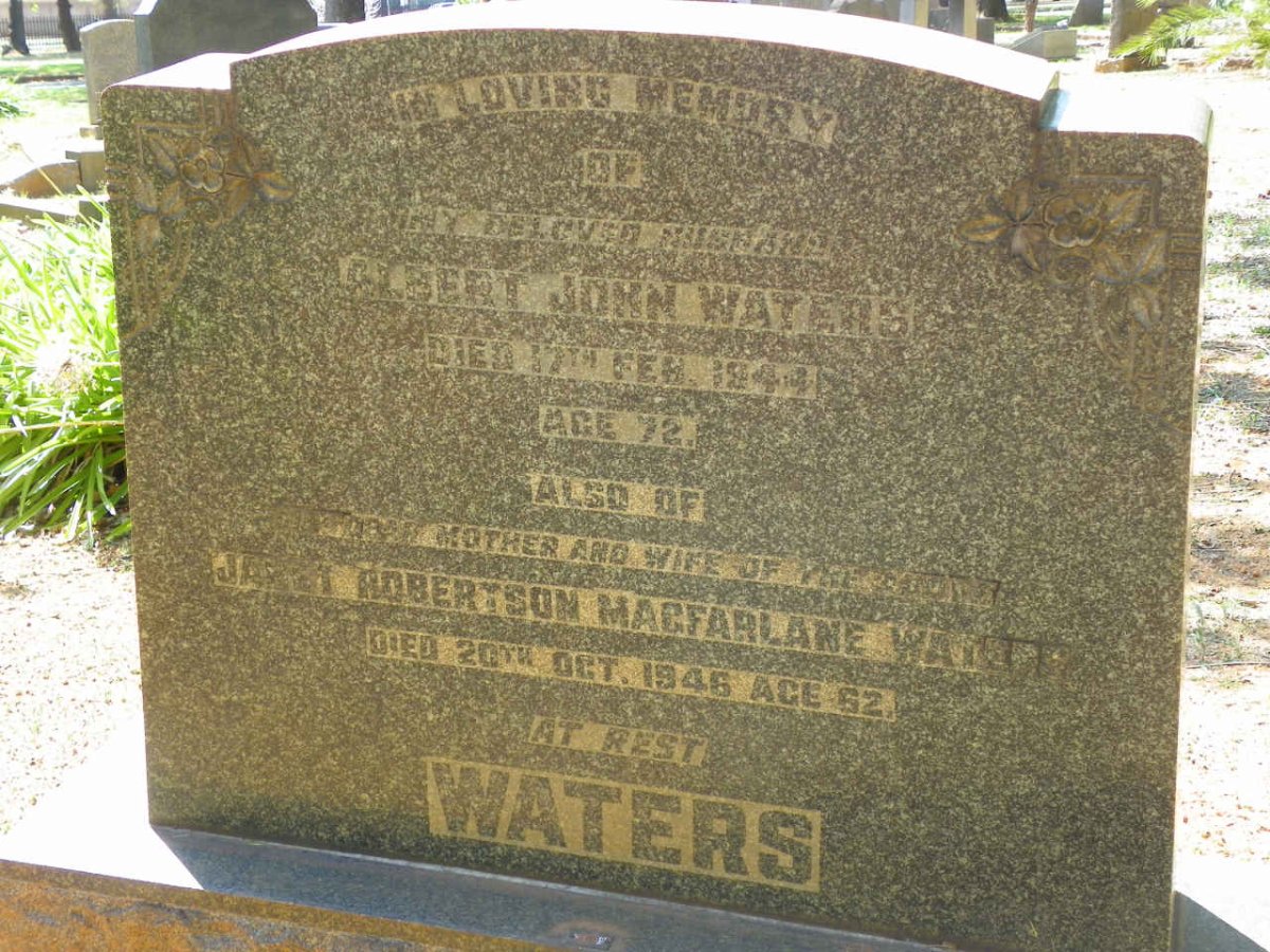 WATERS Albert John -1944 &amp; Janet Robertson MacFARLANE -1946