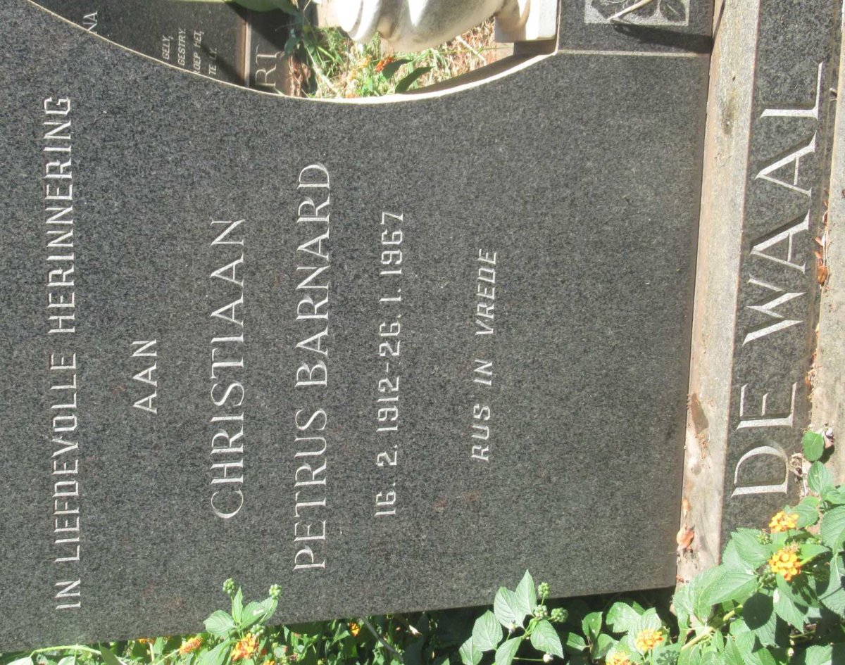WAAL Christiaan Petrus Barnard, de 1912-1967