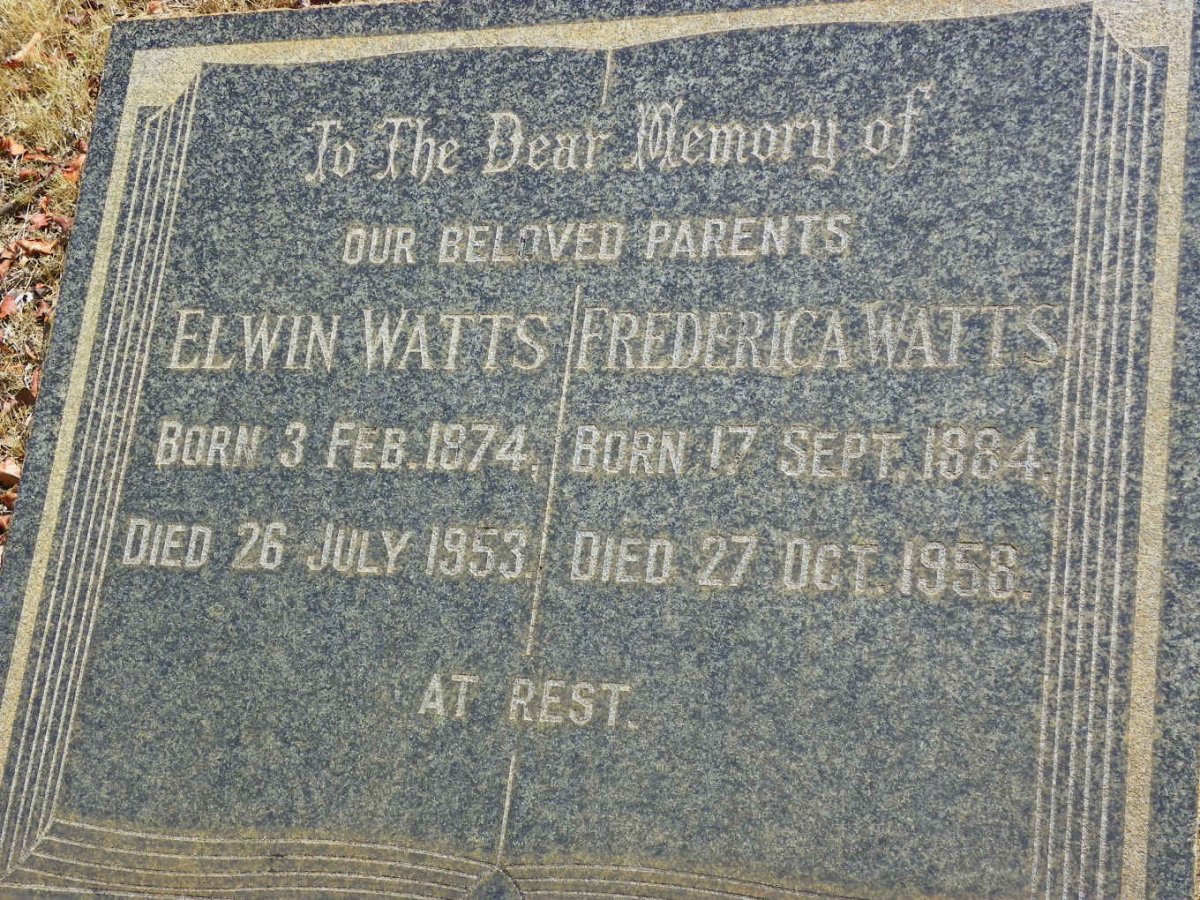 WATTS Elwin 1874-1953 &amp; Frederica 1884-1958