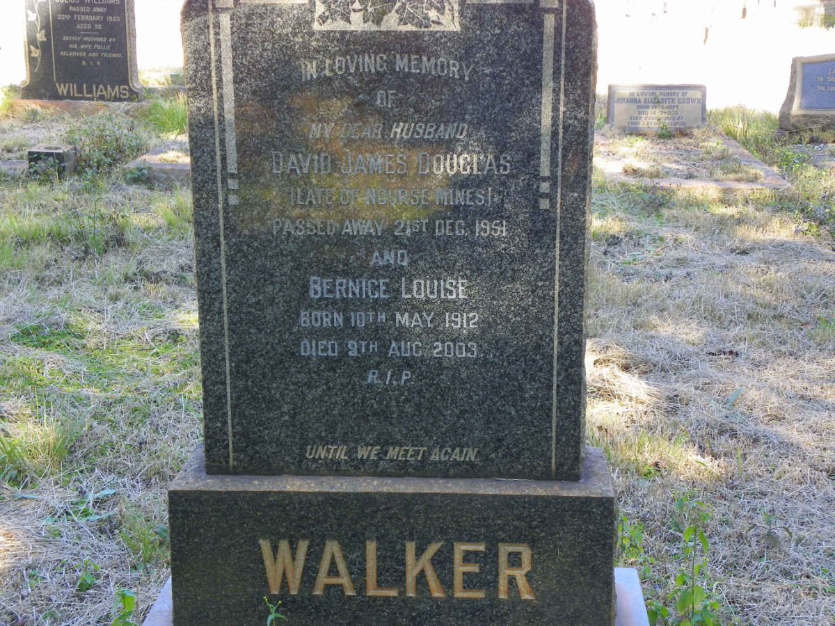 WALKER David James Douglas -1951 &amp; Bernice Louise 1912-2003