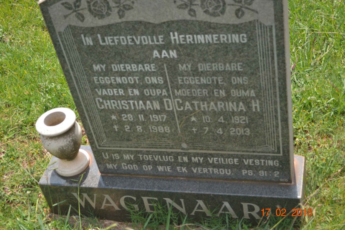 WAGENAAR Christiaan D. 1917-1988 &amp; Catharina H. 1921-2013
