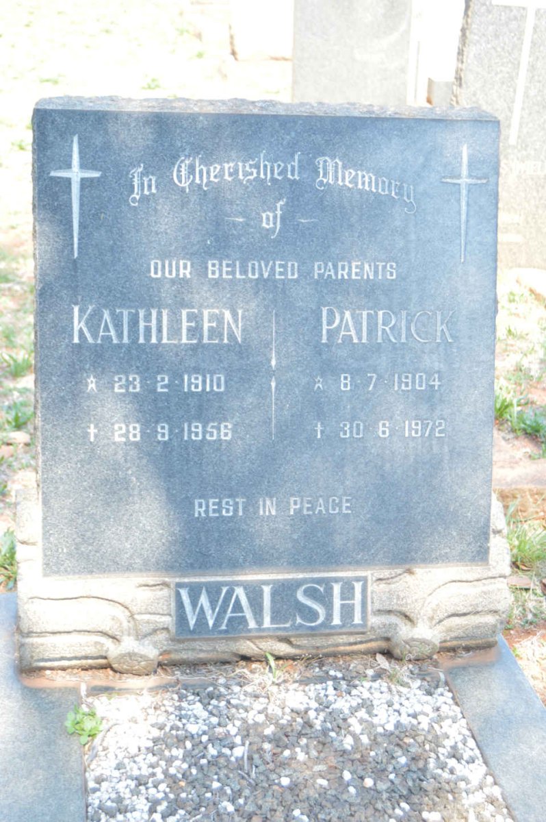 WALSH Patrick 1904-1972 &amp; Kathleen 1910-1956