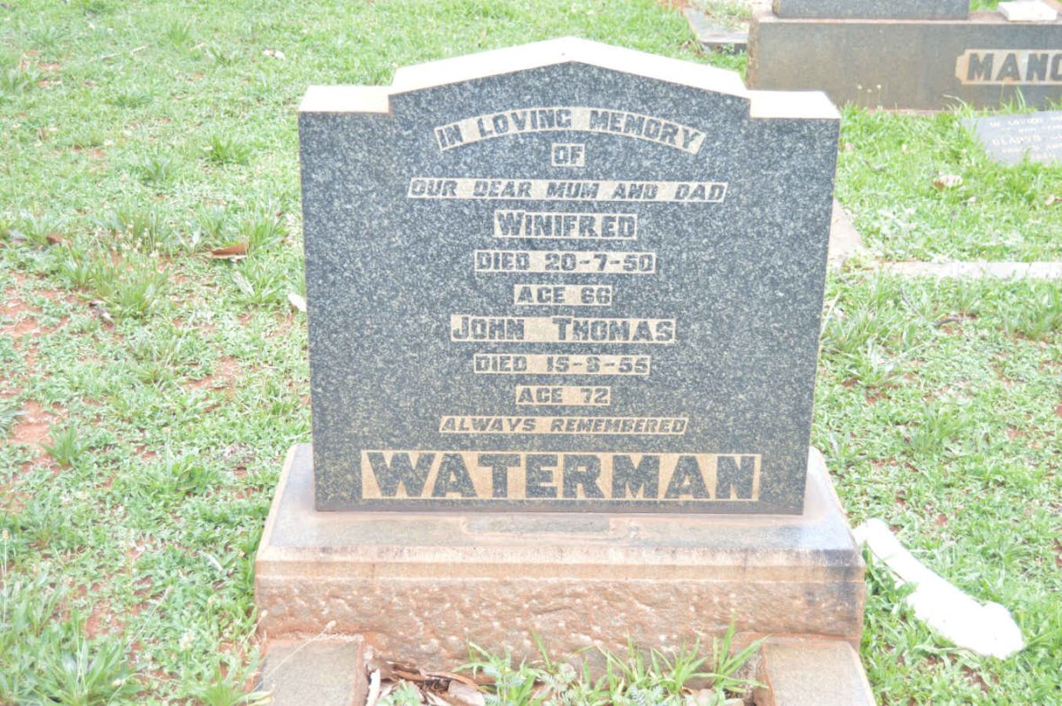 WATERMAN John Thomas -1955 &amp; Winifred -1950